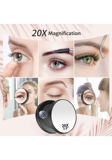 20x Büyüteçli Makyaj Aynası Seti 3,5 İnç Cep Vantuzlu İçinde Diğer