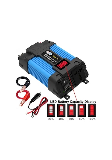 Dancemonkey 300w Güç İnvertör, Dc 12v-ac 110v, Çift Usb, Renkli Araç Şarj Cihazı