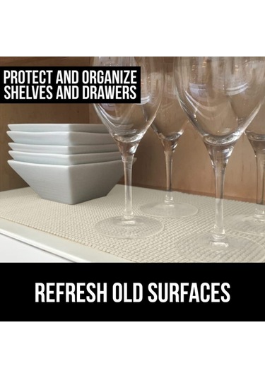 Çekmece Ve Raf Kaplamaları, Sağlam Tutuş, Yapışkan Olmayan En Kolay Montaj Matı, 2 Rulo, 12" X 5 Ayak, Dayanıklı Düzenleme Kaplamaları, Mutfak Dolabı Çekmeceleri, Banyo- Bej