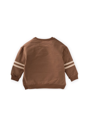 Cigit Aplikeli Sweatshirt 3-9 Yaş Koyu Kahve Kahverengi