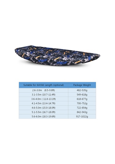 Teltree Oxford Kano Koruması Siyah 3.6m - 2.6-3.0m Kano Uyumlu, 210d Malzeme İle Dayanıklı Koruma - Mh201118-a