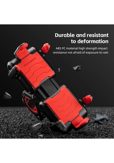 Cbtx Global Rockbros Cep Telefonu Braketi Motosiklet İçin Hızlı Açılan Telefon Tutucu - Kırmızı