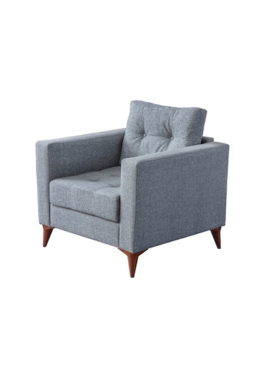 Eymense Kraft Gri Minderli Tekli Koltuk Berjer Gri