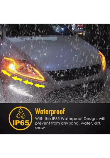 12v Led Drl Araba Gündüz Çalışan Işık Esnek Su Geçirmez Şerit Oto Farlar White To Yellow 30cm 1 Piece Set