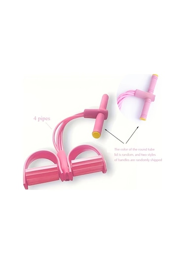 Fochsia Pembe 4'lü Doğal Lateks Direnç Lastiği Yoga Fitness Çekme Aleti Pembe