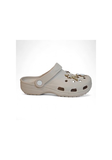 Fiyra 3009 Krem Crks Taşlı Havuz Plaj Günlük Bayan Terlik Krem Beyaz