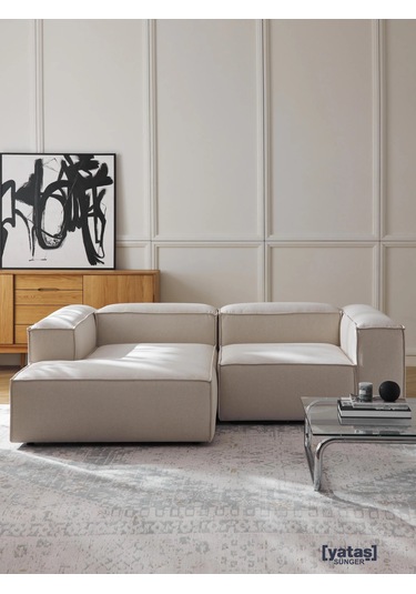 Most Mollis Plus Sol Köşe 2 Modül Köşe 01 Kırık Beyaz Keten Kumaş