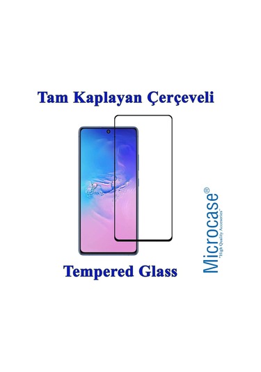 Samsung Galaxy S10 Lite Tam Kaplayan Çerçeveli Tempered Cam Siyah