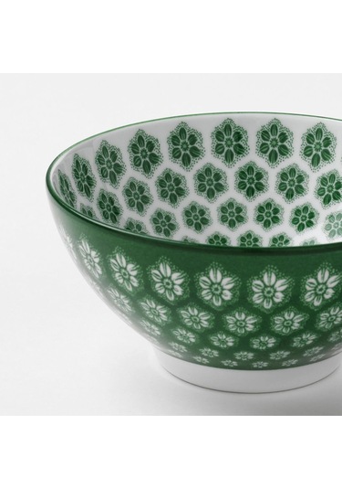 4 Adet Yeşil Desenli Modern Tasarım Çerezlik Porselen Kase 12 Cm yeşil