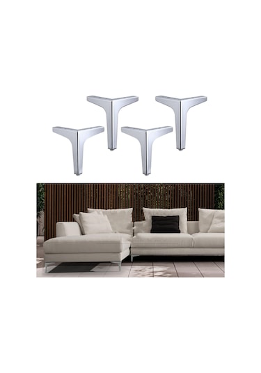 Suntek 4 X Demir Metal Mobilya Ayakları Kanepe 13cm-gümüş Gümüş
