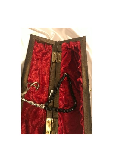 Tespih Obsidyen Doğal Taş Tesbih Gümüş İmameli Aura Taşı Ahşap Kutulu 6mm Çok Renkli