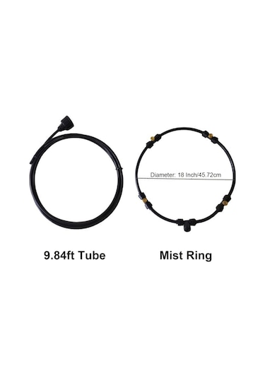 Padalink 18 İnç Siyah Bahçe Fani Soğutma Sprey Halka Seti - 3m Su Borusu, Bakır Uçlar, Kolay Kurulum, Elektriksiz Fani Dahil Değil