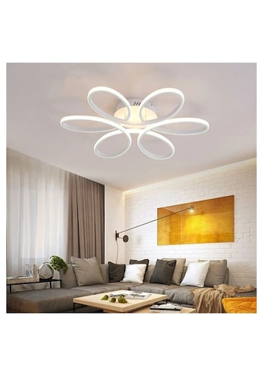 Sedef Beyaz Yatak Odası Salon Gün Işığı Ve Beyaz Led Avize Beyaz