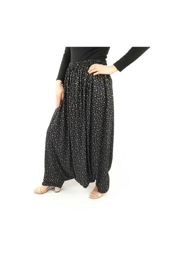 Özözkanlar Çiçekli Yöresel Menekşe Aşağıdan Ağlı Bayan Şalvar Battal Beden R-1 Çok Renkli