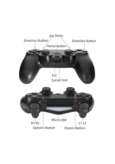 Kablosuz Ps4 Oyun Kolu Wireless Joystick Gamepad Titreşimli Dualshock Uyumlu Siyah