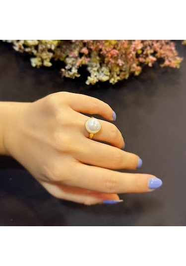 Stela Desgın İnci Gümüş Yüzük Sarı K