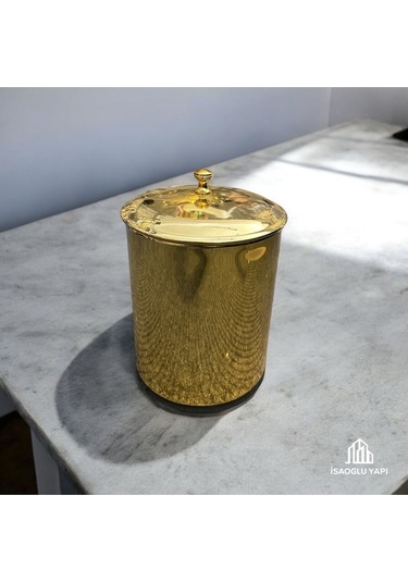 İsaoğlu Yapı Gold Kova Banyo Seti Klozet Fırçası Tuvalet Kağıtlığı Komple Pirinç Set Gold Banyo Gold Altın