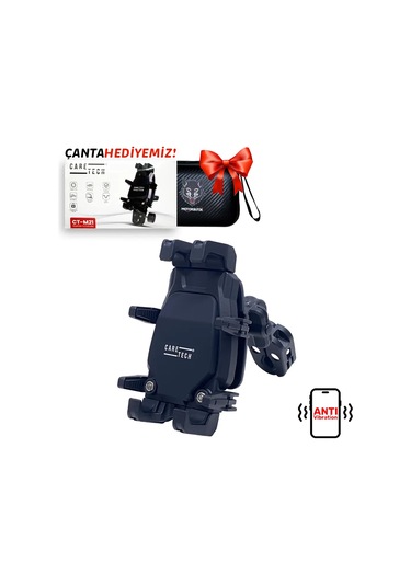 Ct-m21 Telefon Tutucu Titreşim Önleyici Motosiklet Gidon Montajlı 8 Pençeli Siyah Su Geçirmez Siyah