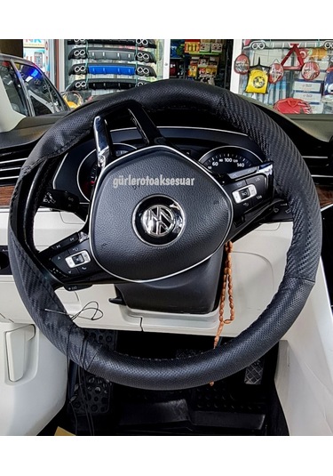 Vw Passat B8 Carbon Direksiyon Kılıfı Dikme Noktalı Karbon Siyah
