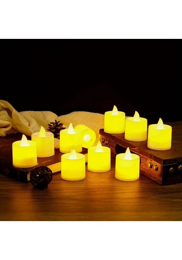 Willowhaven 12li Gerçekçi Titreşen Led Mum Sıcak Beyaz Pilsiz Açma Kapama İç Mekan Sıcak Beyaz