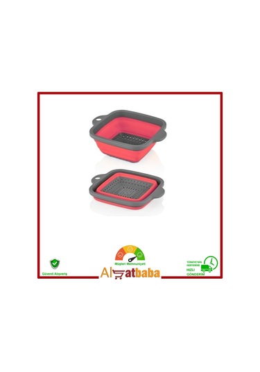 Akordiyon Süzgeç Katlanabilir Süzgeç - Kare / Pembe Pembe