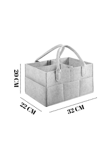 Pratik Düzenleyici Keçe Bebek Bakım Organizeri Anne Bebek Bakım Çantası Gri