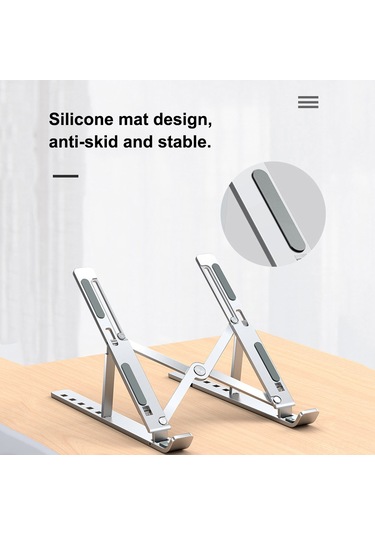 Wezone Alüminyum Notebook Stantı 6 Seviye Yükseklik Ayarlı Soğutucu Katlanabilir Tahta Masaüstü Ergonomik Tutucu