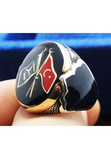 Vog Iyı Ve Ay Yıldız Sancaklı Lüks Model 925 Ayar Gümüş Erkek Yüzük