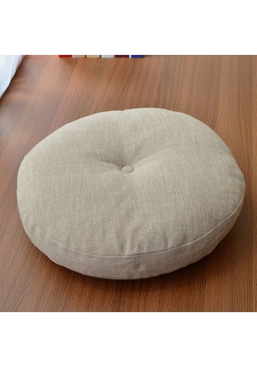 Zemin Koltuk Yastık Düz Renk Meditasyon Yoga İçin Uygun Yuvarlak 50cm-3 Ekru