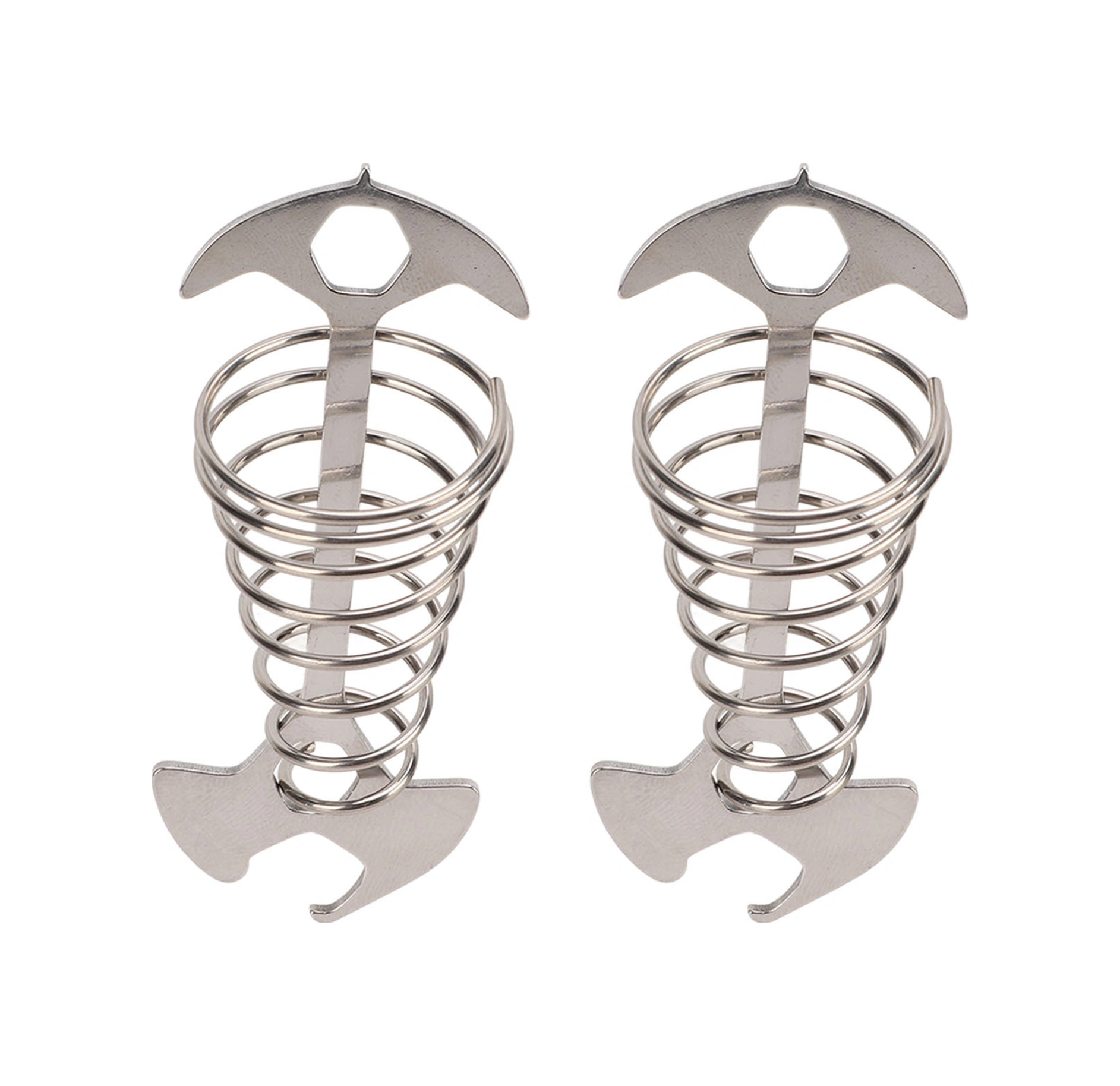 Shineyee 2 Adet Çelik + Alüminyum Kamp Çadır Demiri, Balık Kemiği Desenli, Çadır Sabitleyici, Rope Kancası, Dış Mekan Kamp Malzemesi, Dayanıklı, Gümüş Renk Gümüş