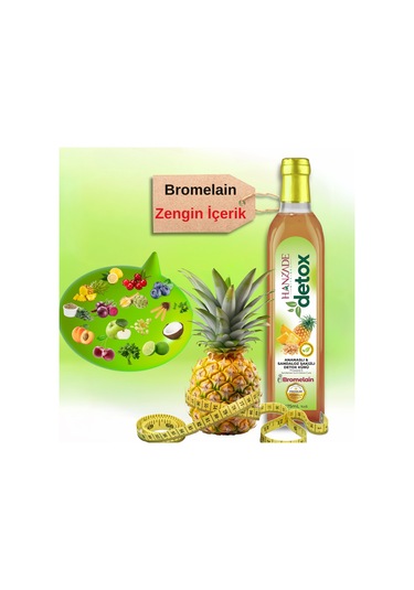 Hanzade Bitkisel Ananaslı Sandaloz Sakızlı Detox Şurubu Bromelain 475 ML