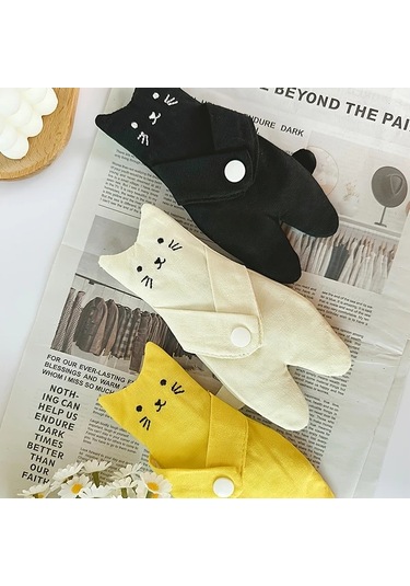 Elmpaly Sevimli Sarı Kedi Baskılı Fermuarlı Mini Kumaş Bozukluk Cüzdanı