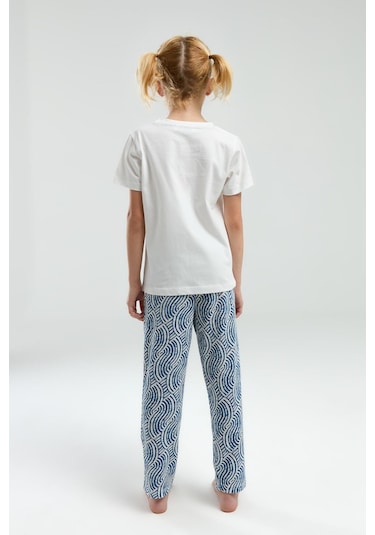 Arnetta Garson Kız Çocuk Dream Shine Bisiklet Yaka Kısa Kollu Pijama Takım Beyaz