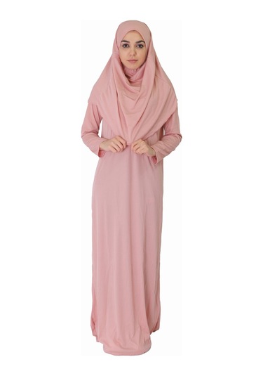 Pudra Fermuarsız Namaz Elbisesi Pudra