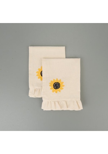 Evidea Soft Nakışlı Fırfırlı 2'li Amerikan Servis - Ekru - 35x50 Cm Ekru