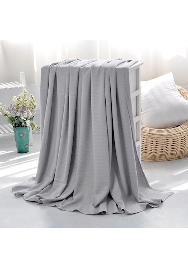 Gri Yaz Buz Battaniyesi Yumuşak Doğal Bambu Elyaf Nefes Alabilir Isı Emme Vücut Sıcaklığını Düzenleyen S