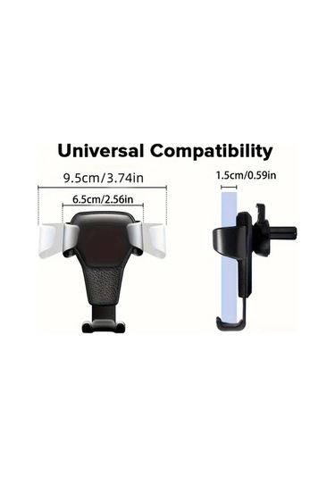 Hightower Evrensel Araç Havalandırma Telefon Tutucu Siyah, 360 Derece Dönebilir, Tek Elle Kullanım
