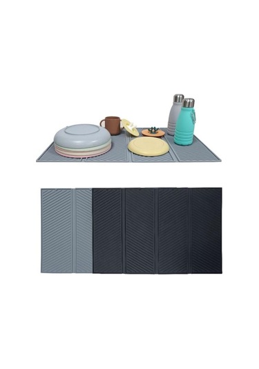 Büyük Silikon Drenaj Mat Güvenli Mutfak Yastık Pedi Yükseltilmiş Kenarlı Drenaj Mat Düzenli Tezgah Üstü