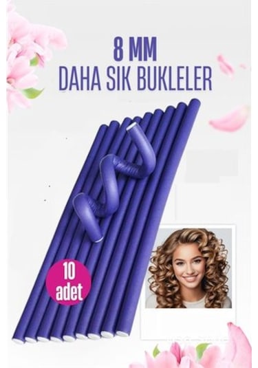 Sosis Latex Bigudi - Isısız Saç Bigudisi - 10 Adet 8 Mm