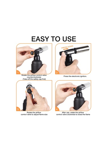 Wezone 1300 C Isı Multifonksiyonel Fırın & Barbekü Alev Torçu - Paslanmaz Çelik Uçlu, 35 Dakika Kullanim Süresi