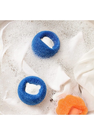 Konesam 12'li Büyük Boy Çamaşır Makinesi Topları - Saç Ve Telliği Toplar, Kumaşı Hasar Vermez, Pu Sponge + Pp Malzeme Mavi Ve Turuncu Mavi - Turuncu