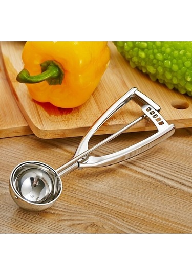 Dancemonkey Cbtx Paslanmaz Çelik Dondurma Kaşığı, 59mm Meyve Kaşığı Ekstra Gümüş