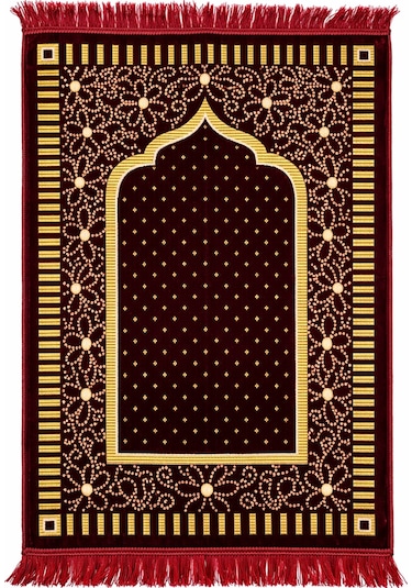 Kadife Seccade 110x70 Cm Yumuşak Dokulu, Dodya İplik İşlemeli Bordo