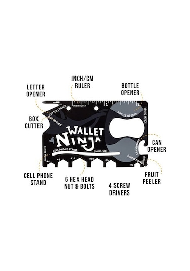 Ninja Wallet Ninja Kamp Çakısı 18 İn1 Multi Tool Kit Survival Kit Çok Renkli