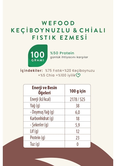 Keçiboynuzlu & Chialı Fıstık Ezmesi 300 G 3'lü