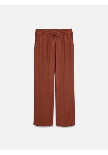 Dilvin 72225 Beli Lastikli Dökümlü Pantolon-kiremit Kiremit