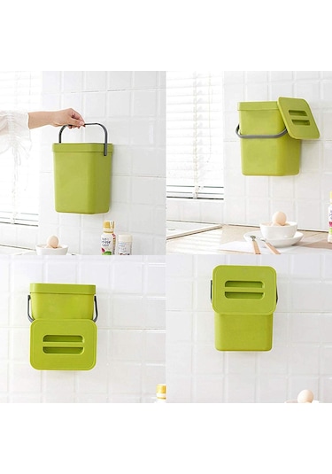 Suntek Modern Atık Çöp Kutusu Duvara Monte Ofis Yeşil-3l-orta Yeşil