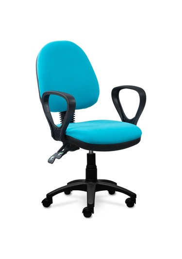 Ofiscombin Ofis Büro Sırt Ayarlanabilir Döner Tekerlekli Öğrenci Ders Çalışma Koltuğu Turkuaz Kumaş 00047499206