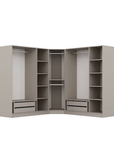 Kale 7 Kapaklı 4 Çekmeceli Köşe Dolap Kumtaşı Mebran İlkbahar 190cm Bej