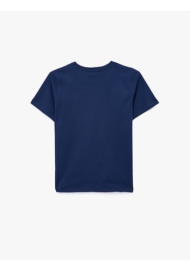Koton Regular Fit Pamuklu Kısa Kollu Bisiklet Yaka Basic Tişört Lacivert 6sak60004ek